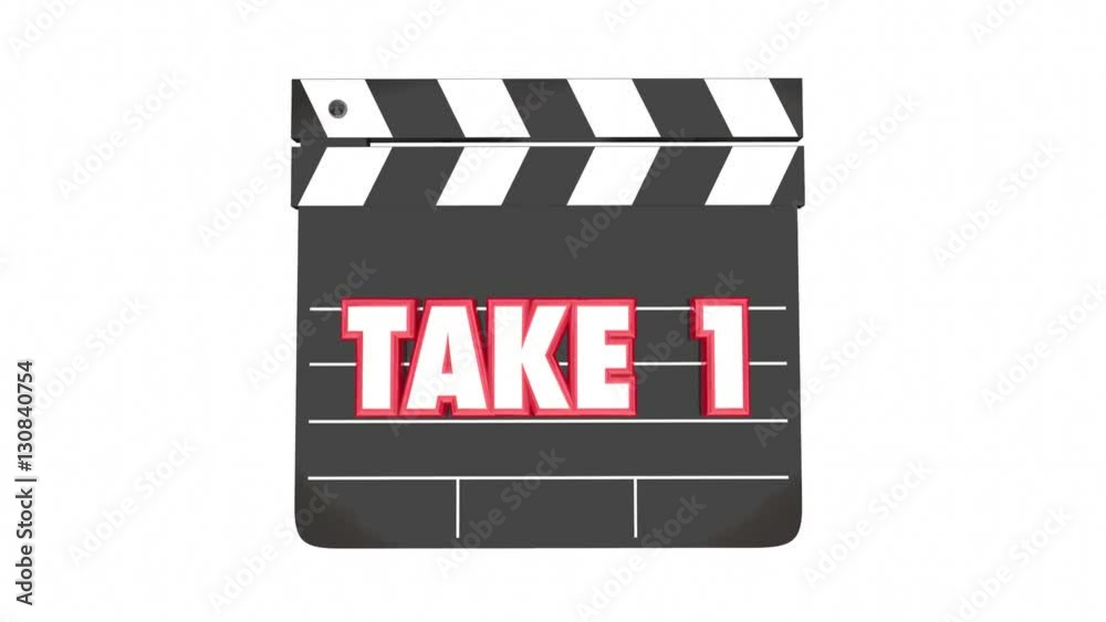 Take 1 One First Attempt Try Scene Movie Clapper Board 3d Animation