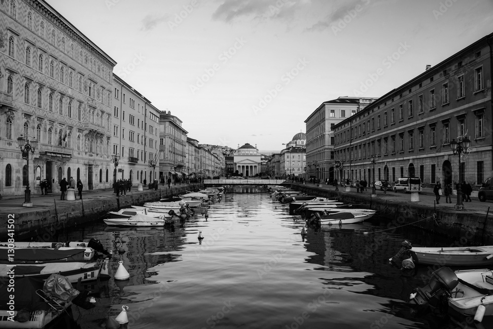 Naklejka premium Trieste, Italy. Church of St. Antonio Thaumaturgo with Grand Canal