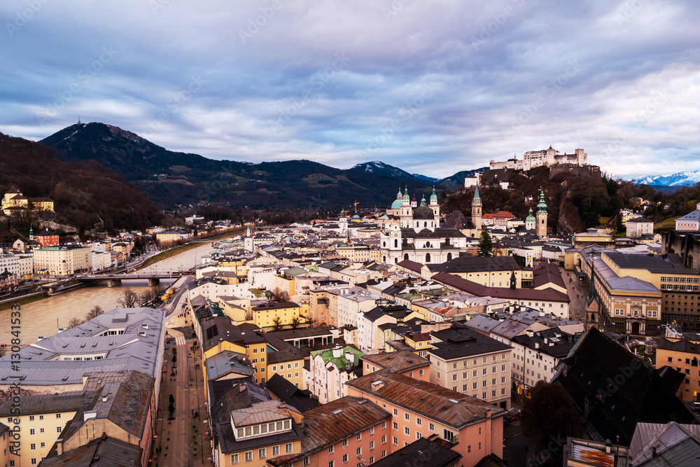 Salzburg, Austria. Aerial view of popular destination city