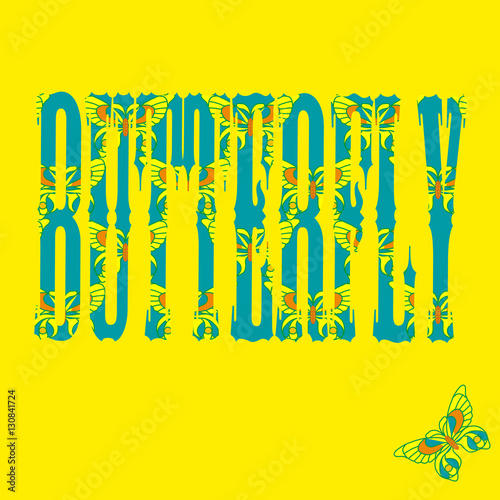 T shirt butterfly on yellow background