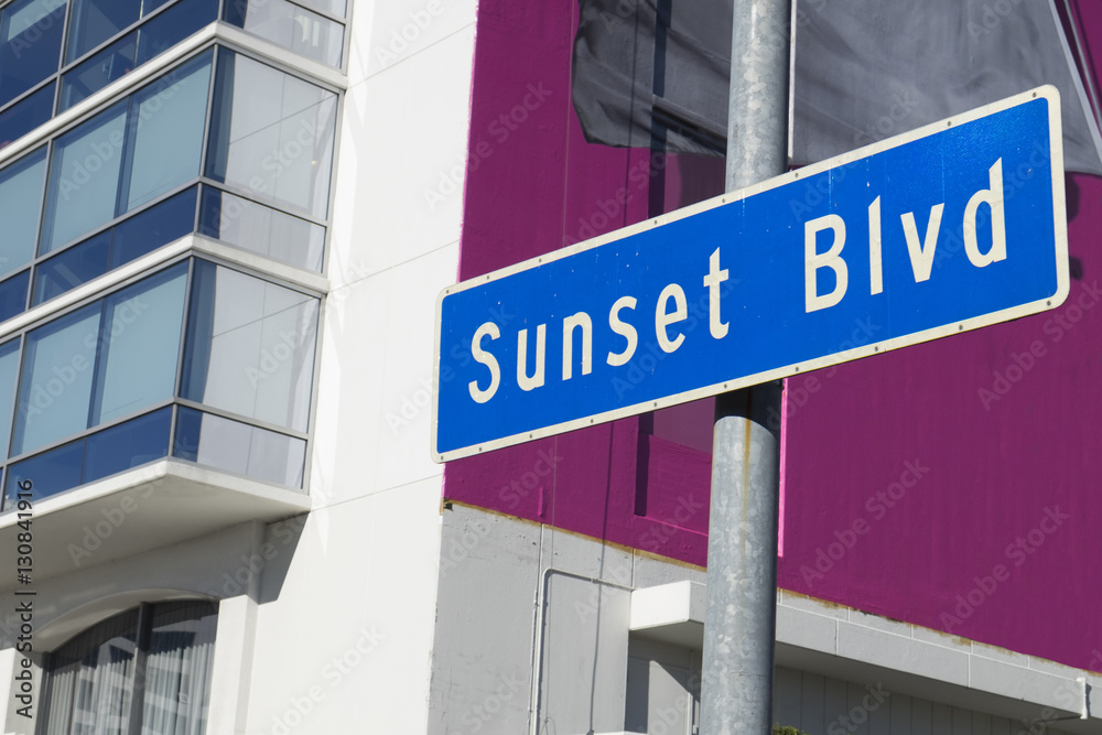 Sunset Blvd street sign in Los Angeles, California. Sunset Blvd street sign in Los Angeles, California.