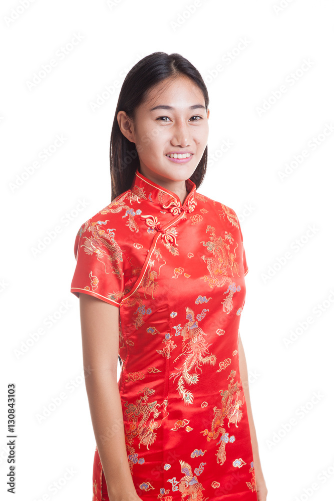 Asian girl in chinese cheongsam dress. Asian girl in chinese cheongsam dress.