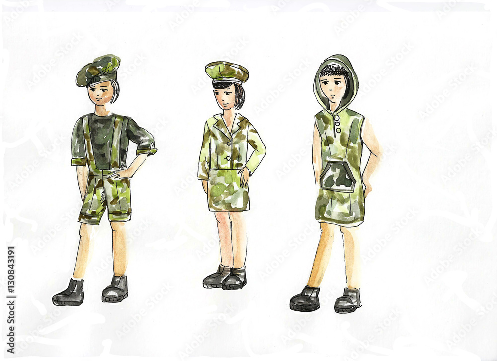 Fototapeta premium sketches of fashionable clothes for girls