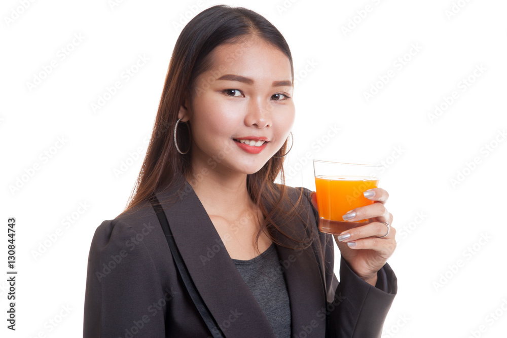 Young Asian woman drink orange juice. Young Asian woman drink orange juice.