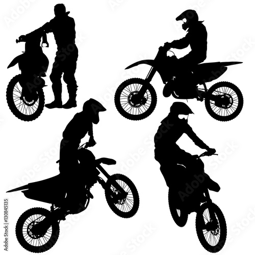 Set of biker motocross silhouettes, Vector illustration