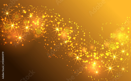 Wave stars and snowflakes trail effect background. Abstract light painting vector Illustration.