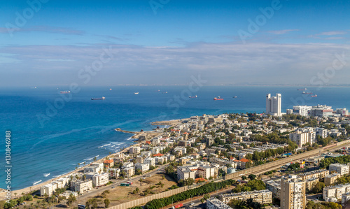 View of the Mediterranean sea and Haifa, Israel