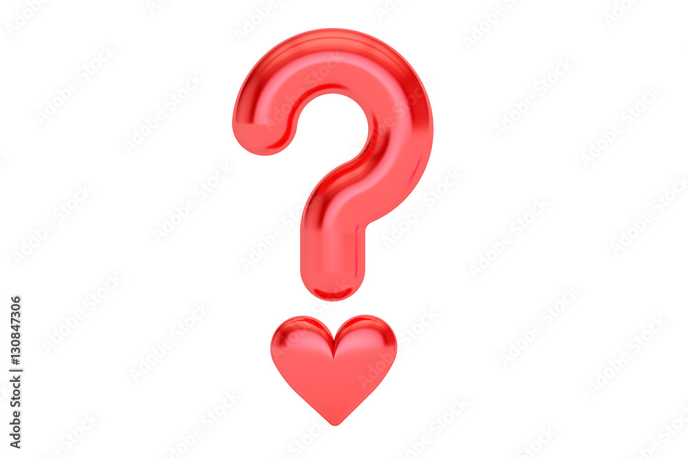 Love or not concept. Question mark with heart, 3D rendering Love or not concept. Question mark with heart, 3D rendering