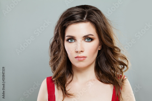 Elegant Woman Model with Smokey Eyes Makeup and Stylish Bob Hair