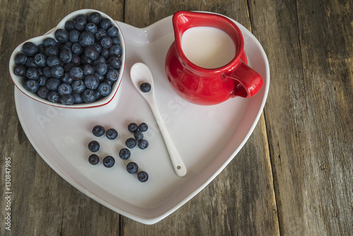 health food concept/Blueberries and milk