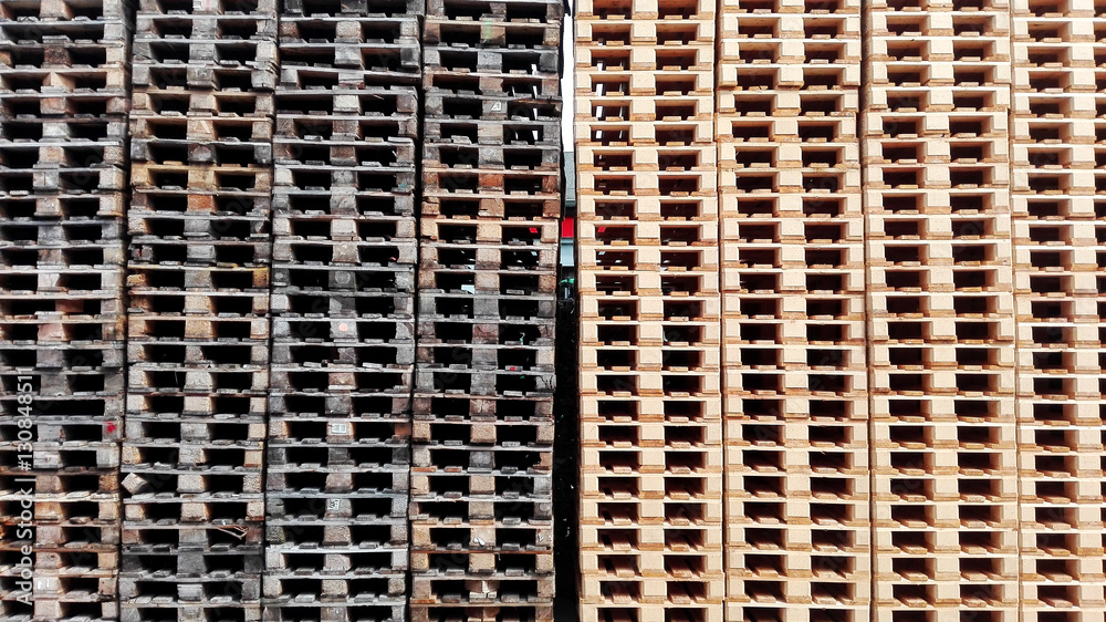 Many wooden pallets in a store Many wooden pallets in a store