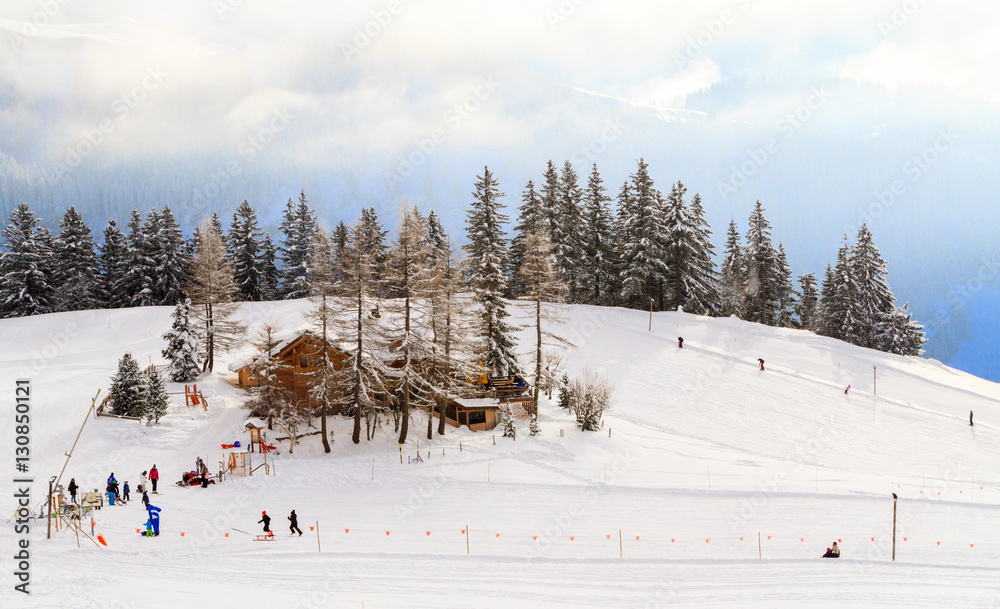 Εκτύπωση καμβά Wintersport in der Schweiz, Villars-sur-ollon.