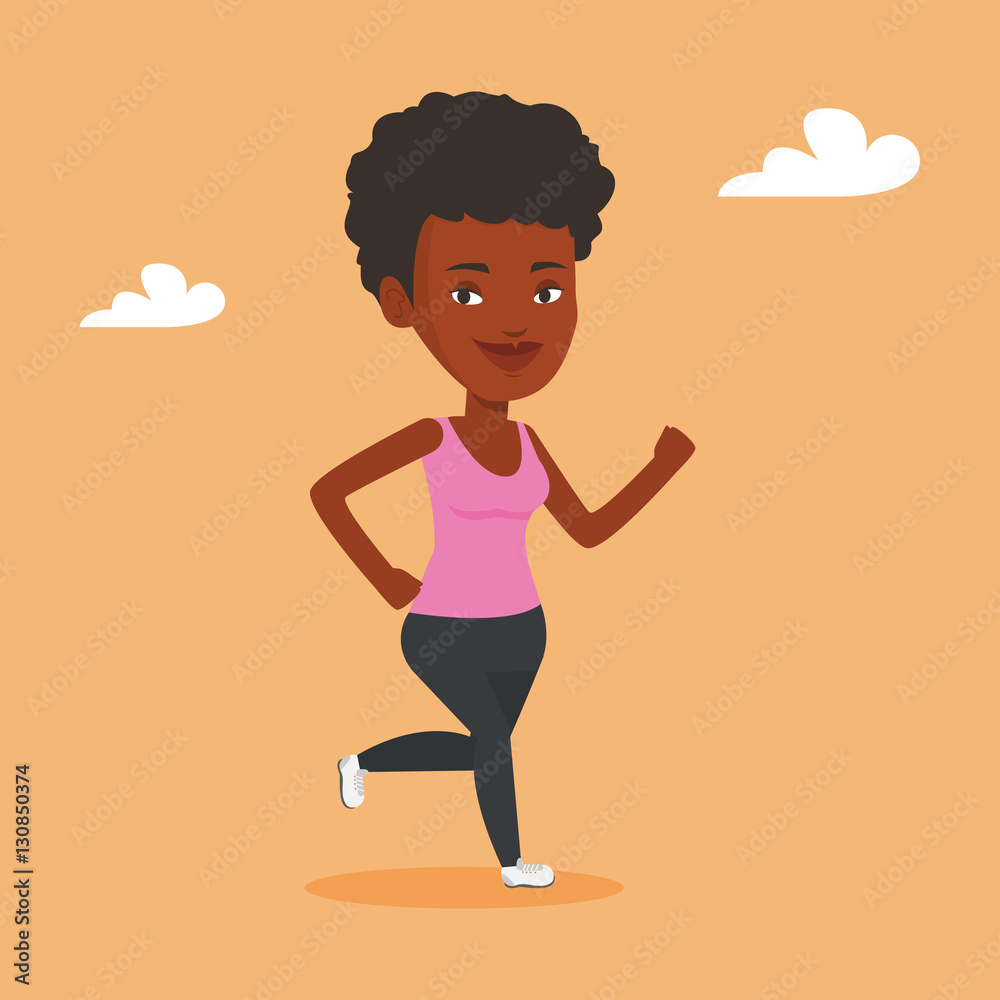 Fototapeta premium Young woman running vector illustration.