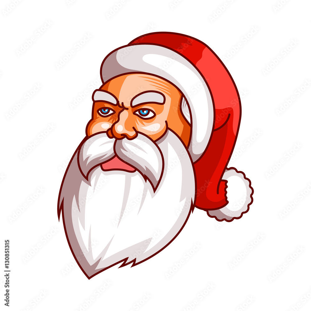 Santa claus emotions. Grudge, unhappiness, resentment. Part of christmas set. Ready for print.