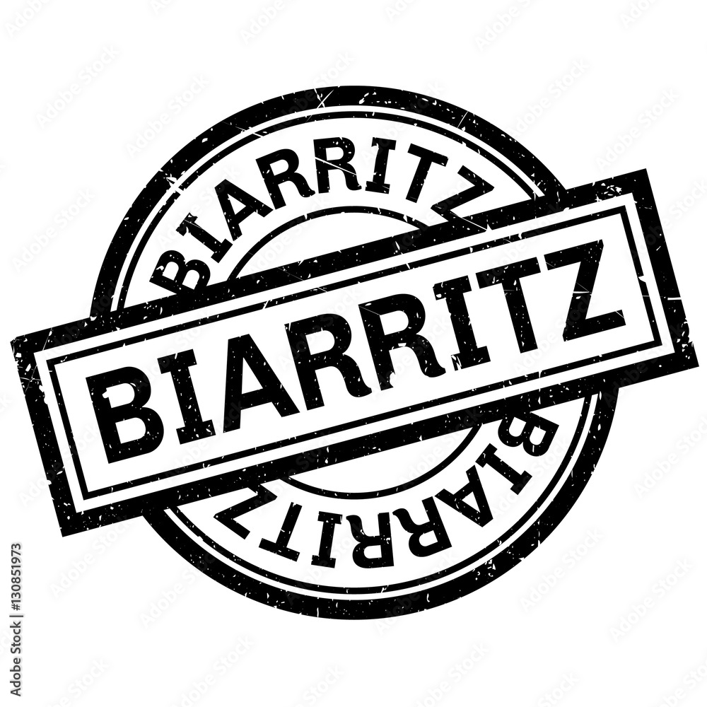 Biarritz rubber stamp. Grunge design with dust scratches. Effects can be easily removed for a clean, crisp look. Color is easily changed.
