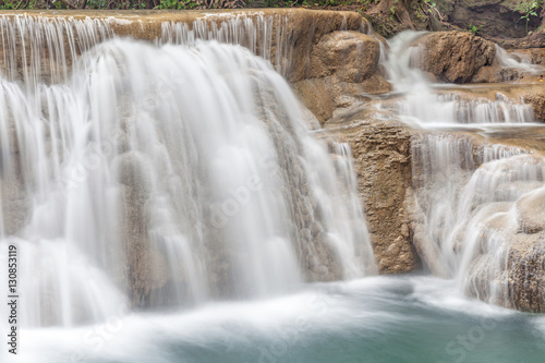 Natural flowing texture of waterfall cascades in Thailand  Erawa