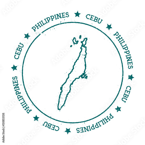 Cebu vector map. Distressed travel stamp with text wrapped around a circle and stars. Island sticker vector illustration.