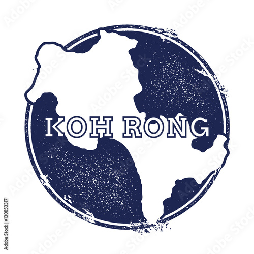 Koh Rong vector map. Grunge rubber stamp with the name and map of island, vector illustration. Can be used as insignia, logotype, label, sticker or badge.