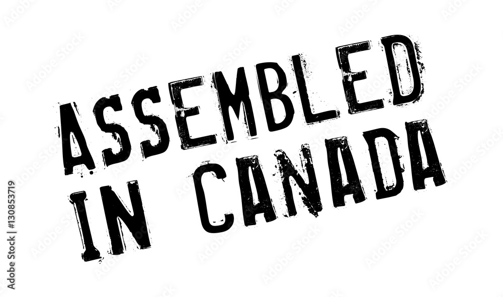 Assembled in Canada rubber stamp. Grunge design with dust scratches. Effects can be easily removed for a clean, crisp look. Color is easily changed.