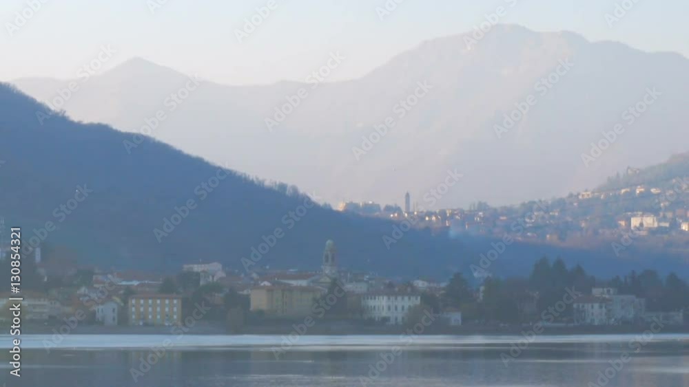Como lake with mountains in the background Como lake with mountains in the background