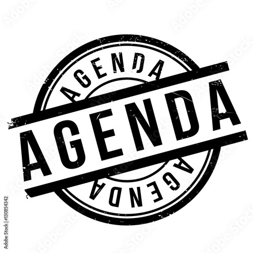 Agenda stamp. Grunge design with dust scratches. Effects can be easily removed for a clean, crisp look. Color is easily changed.