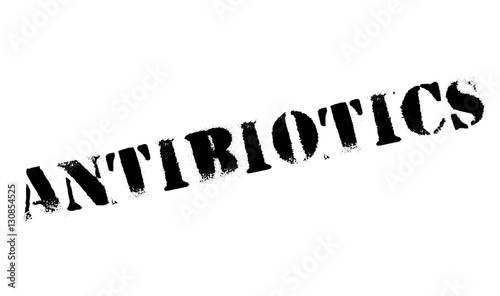 Antibiotics stamp. Grunge design with dust scratches. Effects can be easily removed for a clean, crisp look. Color is easily changed.