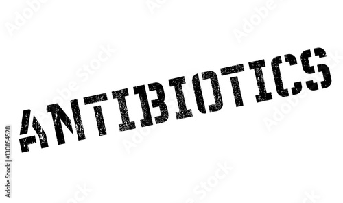 Antibiotics stamp. Grunge design with dust scratches. Effects can be easily removed for a clean, crisp look. Color is easily changed.