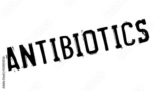 Antibiotics stamp. Grunge design with dust scratches. Effects can be easily removed for a clean, crisp look. Color is easily changed.