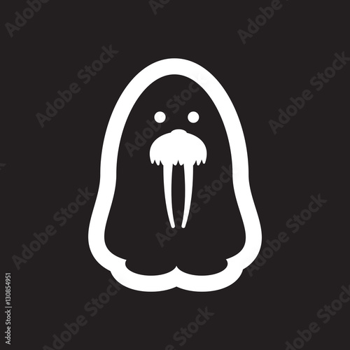 Flat icon in black and white style walrus