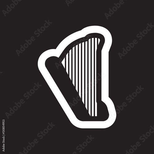 Flat icon in black and white style harp