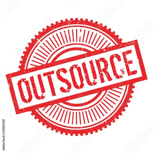 Outsource stamp. Grunge design with dust scratches. Effects can be easily removed for a clean, crisp look. Color is easily changed. photo