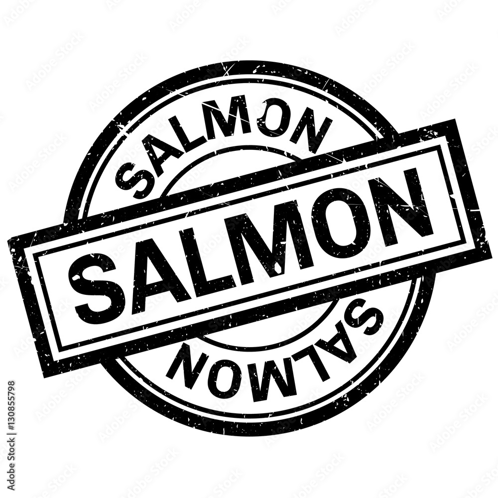 Salmon rubber stamp. Grunge design with dust scratches. Effects can be easily removed for a clean, crisp look. Color is easily changed.