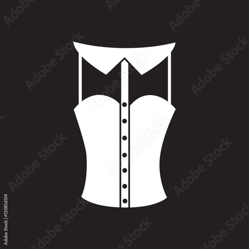 Murais de parede Flat icon in black and white women corset