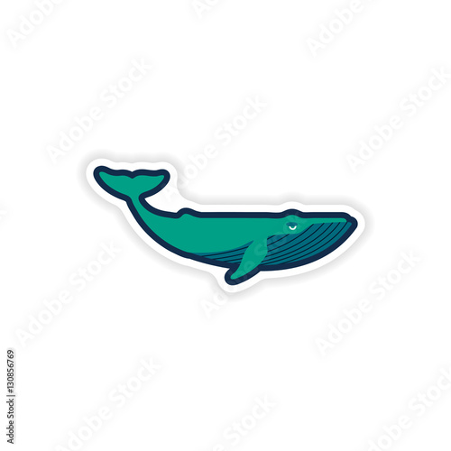 paper sticker on white background blue whale 