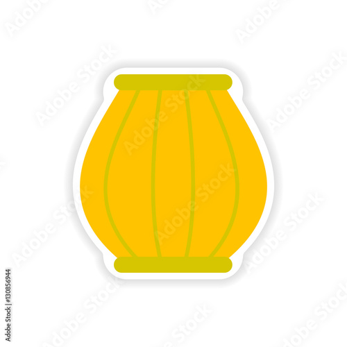 paper sticker Indian basket on white background