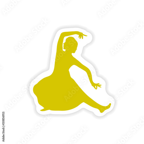 paper sticker Indian dancer on white background