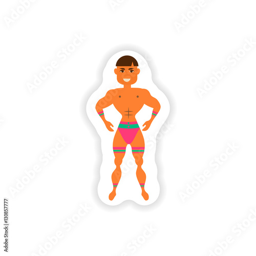 stylish paper sticker on white background carnival man