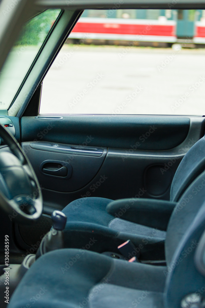 Front seats inside car.