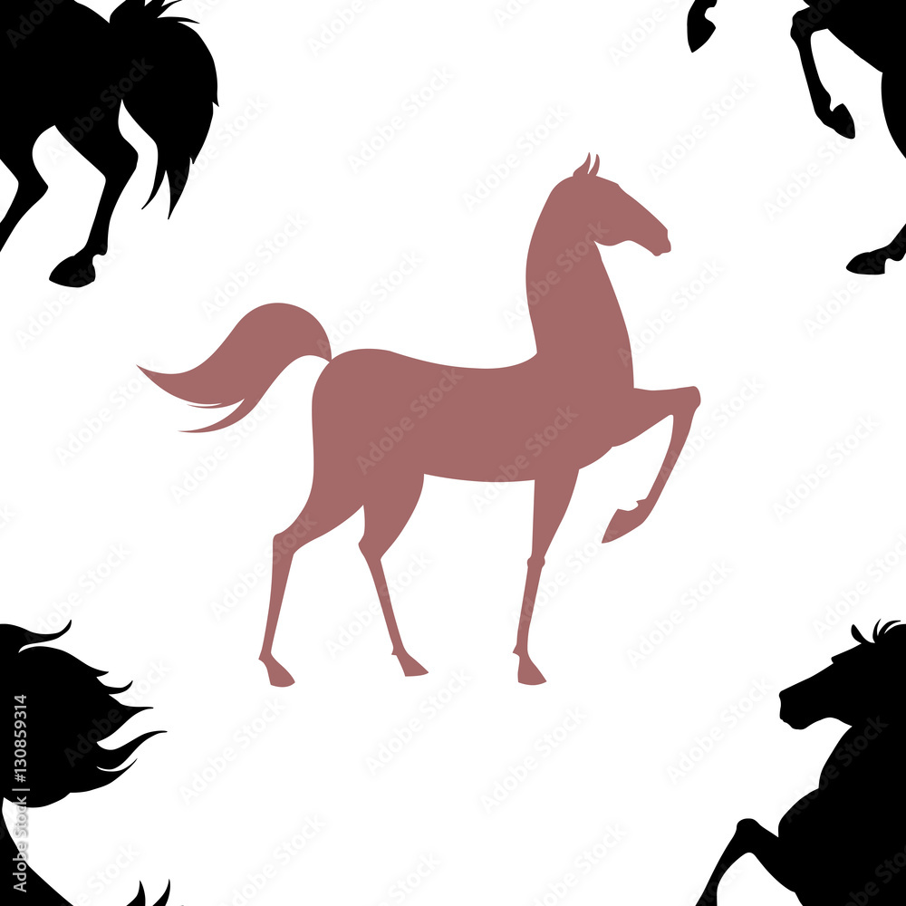 Seamless pattern with horses. Vector illustration