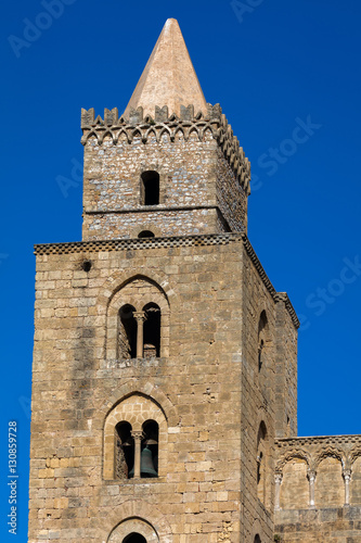 Fototapeta Naklejka Na Ścianę i Meble -  Cefalu's Cathedral, one of the most interesting buildings in Sicily, originated by the Norman King Roger II, consecrated in 1267. Reflects Norman, Latin, Greek, and Arab architectural influences.