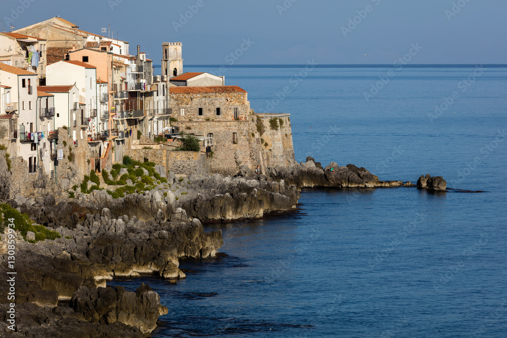 Town of Cefalu, Sicily, Italy .