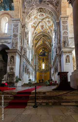 Interior of the Cefalu's Cathedral, one of the most interesting medieval buildings in Sicily, originated by the Norman King Roger II, consecrated in 1267