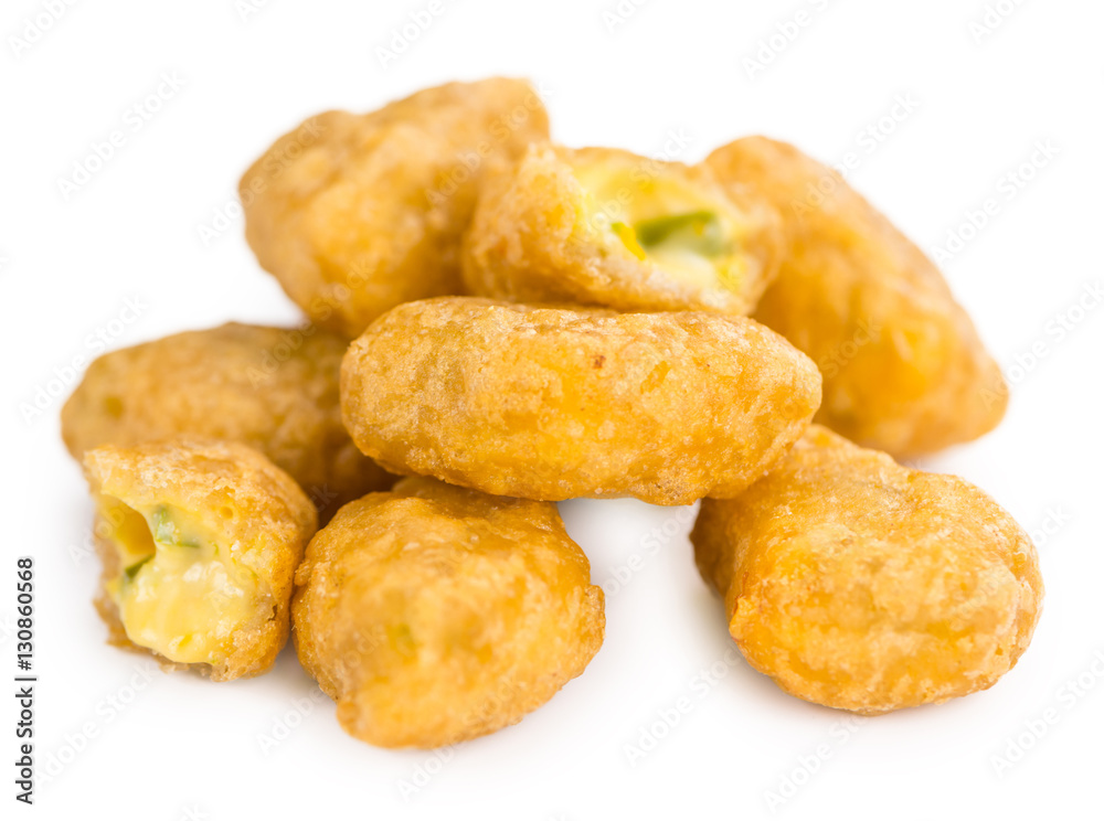 Chili Cheese Nuggets isolated on white Chili Cheese Nuggets isolated on white