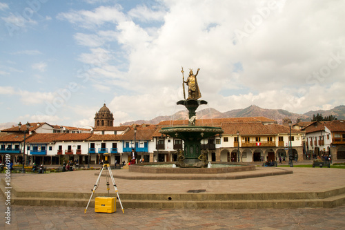 CUSCO - SEPTEMBER 02: Tourists, locals and architecture close-ups on the streets of Cusco, Peru on September 2nd, 2016. photo
