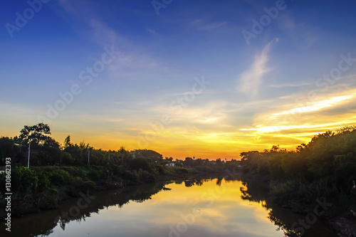 Colorful sunset at the river