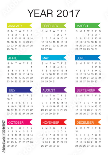 Year 2017 Calendar vector design template