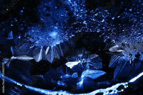 texture ice crystals blue cold background