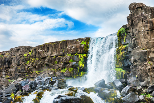 Oxararfoss waterfall in Thingvellir national park  Iceland