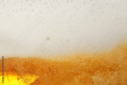 Light beer bubbles closeup