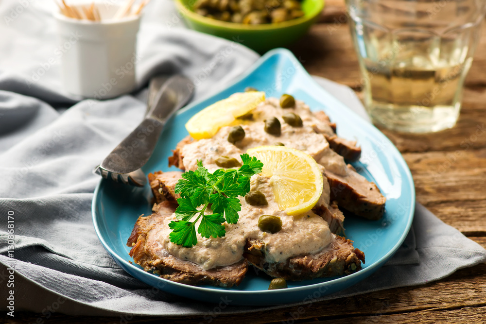 Vitello tonnato.selective focus. Vitello tonnato.selective focus.